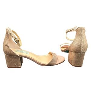 Betsy Johnson SB-MIRI Gold Glitter Block Heel Ankle Strap Sandals Women’s 7